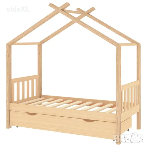 vidaXL Рамка за детско легло с чекмедже, борово дърво масив, 80x160 см