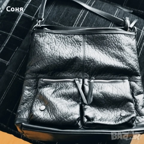 Дамска чанта черна тип торба с дълга и къса дръжка, снимка 3 - Чанти - 50917480