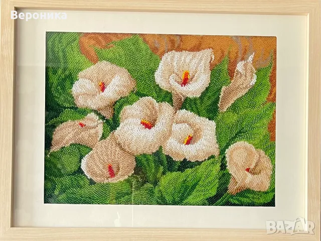 изцяло ушит гоблен с чешки мъниста "Очарованието на красотата", снимка 2 - Гоблени - 47987769