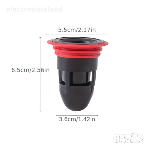 Силиконов сифон против миризма на под, предпазител от обратен поток на водата, баня или кухня, черен, снимка 3 - ВИК - 53687585