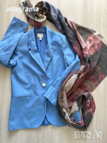 Сако в наситен син цвят и шал подарък към него , снимка 6 - Сака - 42576972