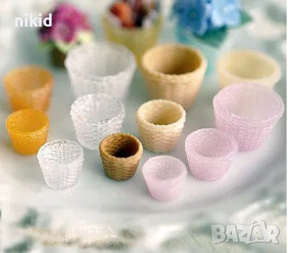 3D 2 части 3 мини саксийки кошница панер кош саксия кащпа силиконов молд форма фондан смола декор , снимка 3 - Форми - 41043536