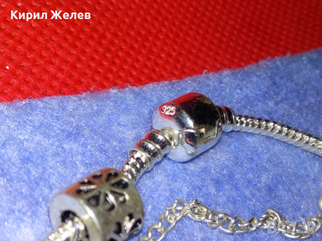 КРАСИВА ФЛОРАЛНА ПОСРЕБРЕНА МЕДНА АРТ ГРИВНА с ЦВЕТНО СТЪКЛО - РЕПЛИКА на ПАНДОРА МАРКИРАНА 44195, снимка 12 - Гривни - 44756046