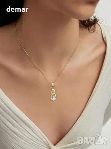 LOCIBLO Сребърно дамско колие с висулка безкрайност, 18K позлатено с рожден камък, 40+5 см, снимка 2 - Колиета, медальони, синджири - 47275055