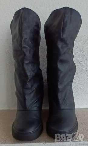 Черни ботуши от естествена кожа дължина 7/8.