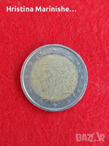 2 евро монета Италия 2005 на Данте Алигери
