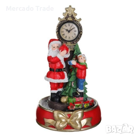 Коледен декоративен часовник с дете, Дядо Коледа и влакче