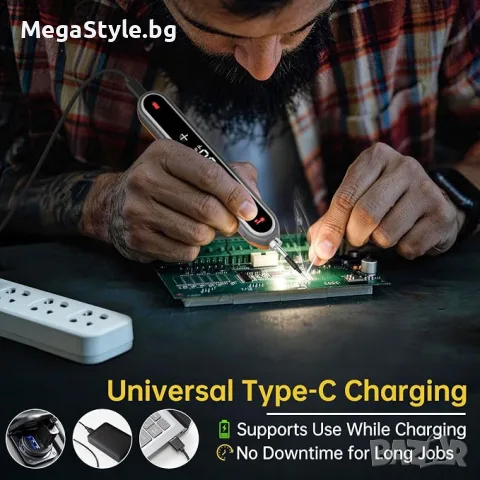Комплект безжичен поялник, презареждащ се с USB-C, бързо нагряване 8 секунди, 180-450°C, снимка 5 - Поялници и запояване - 55939824