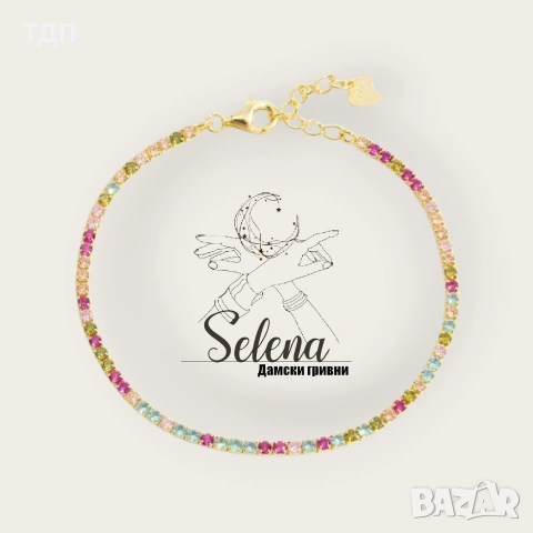 Сребърна дамска гривна "Цветна нежност" с многоцветен цирконий , снимка 2 - Гривни - 53219209