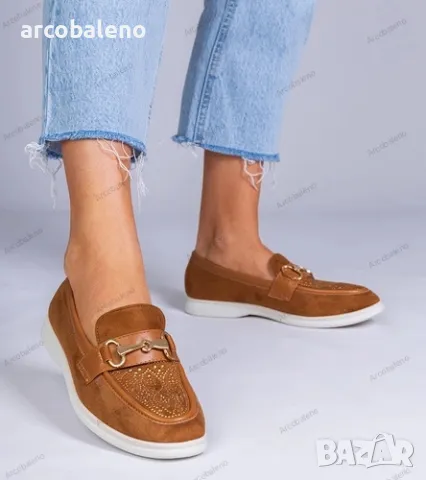 Дамски мокасини от еко велур с кристалчета Minilla, 5цвята , снимка 2 - Дамски ежедневни обувки - 50023459