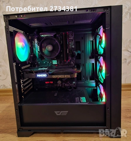 Геймърски компютър Ryzen 5 5500, RTX 3060TI, 16 RAM, снимка 2 - Геймърски - 53804539