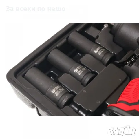 Пневматичен гайковерт с къс шпиндел 1450 Nм 1/2" с вложки и куфар Forsage, снимка 4 - Други инструменти - 50334396