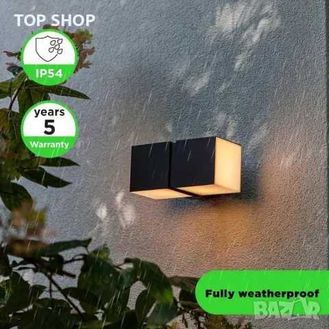 LUTEC Cuba LED Въртяща се алуминиева външна/вътрешна стенна лампа, 1000LM 3000K, 24W, снимка 2 - Лед осветление - 49566695