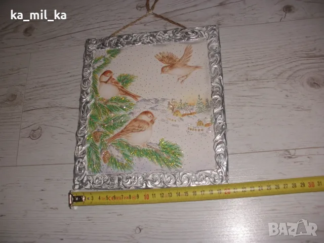 Картина-Врабчета-зимна, снимка 3 - Картини - 56151253