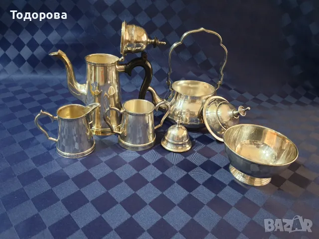 Масивен посребрен сервиз - 5 части, снимка 4 - Антикварни и старинни предмети - 50052819