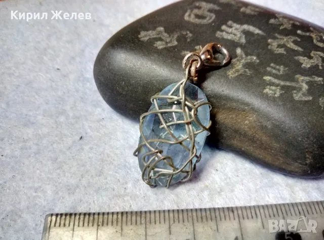 КРАСИВ СРЕБРИСТ ВИНТИДЖ СТИЛ МЕДАЛЬОН АРТ ПЕНДАНТ СИН КРИСТАЛ ХЕНД МЕЙД БИЖУ 43523, снимка 6 - Колиета, медальони, синджири - 48828872
