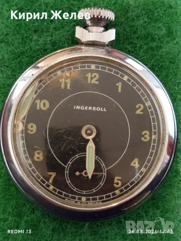 Джобен часовник INGERSOLL Made in Britain рядък за КОЛЕКЦИОНЕРИ 30753