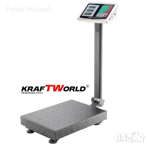 Електронен платформен кантар KraftWorld – до 100 кг, платформа 30×40см, снимка 3 - Везни - 50633944