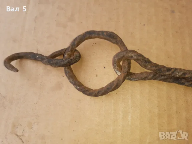 Стара верига за огнище от ковано желязо , здрава, снимка 6 - Антикварни и старинни предмети - 50327070