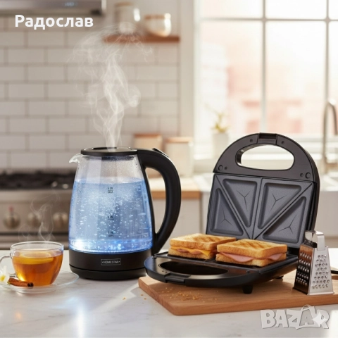 Комплект Тостер Royal Swiss SLS1057C + Електрическа кана Homestar