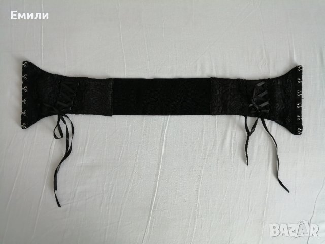 Черен дантелен корсет колан с връзки и закопчалки тип куки р-р S-M, снимка 11 - Корсети, бюстиета, топове - 41408447