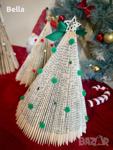 Уникална ръчно изработена сгъваема коледна елха | Рециклирани мат, снимка 13 - Други - 52443326