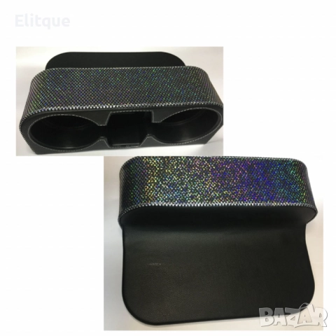 Кожен органайзер с камъни – поставка за чаши и телефон за кола, снимка 2 - Други стоки за дома - 52657502