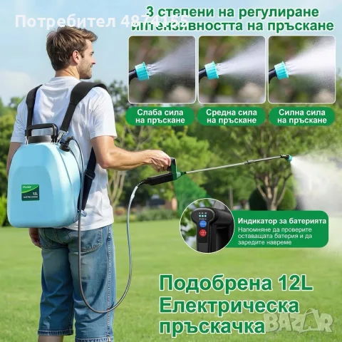 Акумулаторна градинска пръскачка  12L, снимка 2 - Градинска техника - 56136213