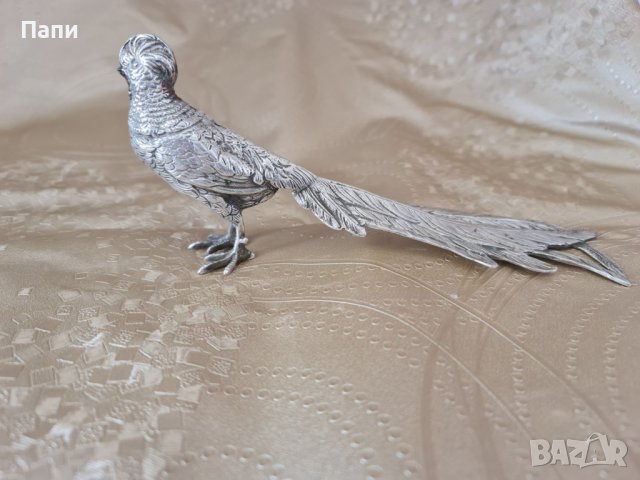 Сребърна фигура на фазан, снимка 3 - Антикварни и старинни предмети - 40664534