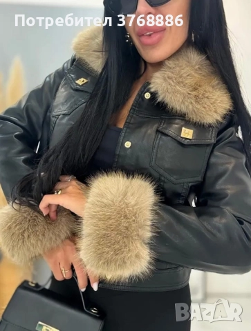 Кожено яке с пух , снимка 5 - Якета - 52256521