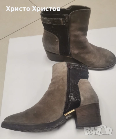 Дамски велурени боти KHRIO Размер 37 / Стелка 23 см, снимка 4 - Дамски боти - 53021829