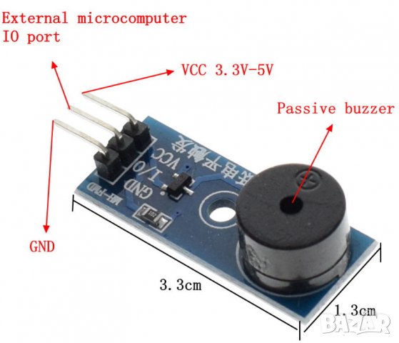 3.3-5V пасивен зумер алармен модул, снимка 3 - Друга електроника - 35795416