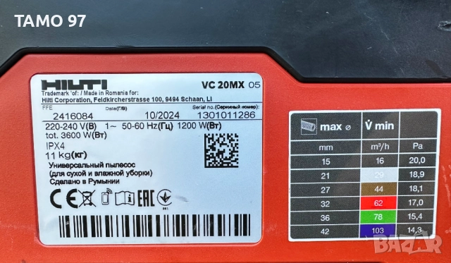 Hilti VC 20M-X - Индустриална прахосмукачка 10.2024г. перфектен!, снимка 7 - Други инструменти - 52939357