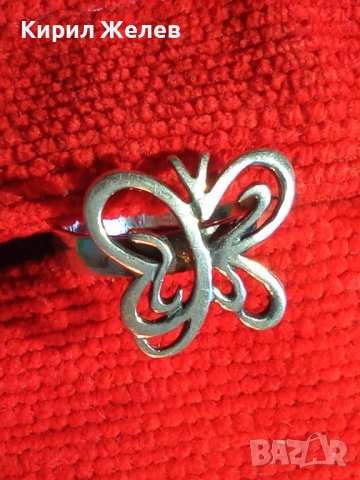 ПРЕКРАСЕН ФИГУРАЛЕН АЖУРЕН СРЕБЪРЕН АРТ ПРЪСТЕН ПЕПЕРУДА СРЕБРО 925 ПРОБА 38247