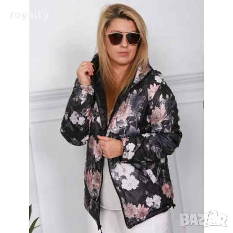 Олекотено дамско яке макси двулицево черно