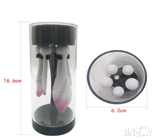 Пет броя козметични четки в удобна кутия HZS45, снимка 2 - Други - 47714678