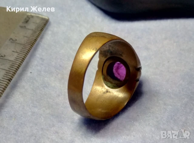 СТАРИНЕН СКЪПОЦЕНЕН МЕДЕН ПРЪСТЕН с ЮВЕЛИРНО ФАСЕТИРАН АМЕТИСТ и ПЕЧАТ 14 РЪЧНА ИЗРАБОТКА 50091, снимка 4 - Антикварни и старинни предмети - 50511156