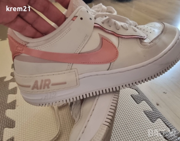 Nike Air Force Shadow White Phantom pink дамско номер 40.5, снимка 12 - Маратонки - 48705701