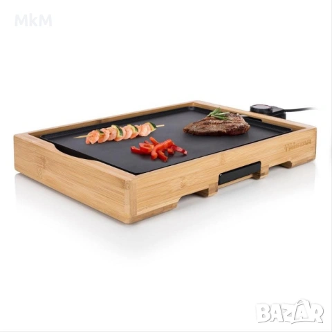 Страхотен Бамбуков дизайн електрическа скара/грил плоча, която е проектирана за лесно готвене