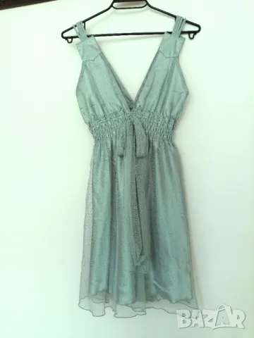 Парти рокля с лъскави точки /тюл и сатен/