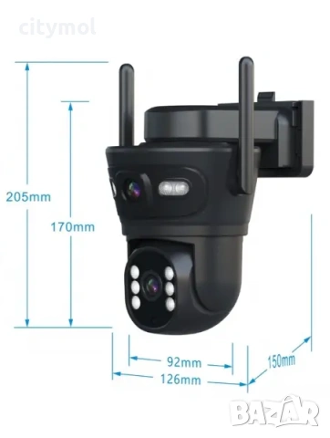 Двойна соларна WIFI камера 12 MP, външен монтаж IP66, iCSee, нощно виждане, 360° въртене, SD слот, снимка 2 - IP камери - 53333773