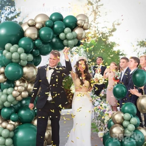 Нов Комплект балони за арка зелено/златно 126 броя рожден ден украса, снимка 4 - Други - 53646873