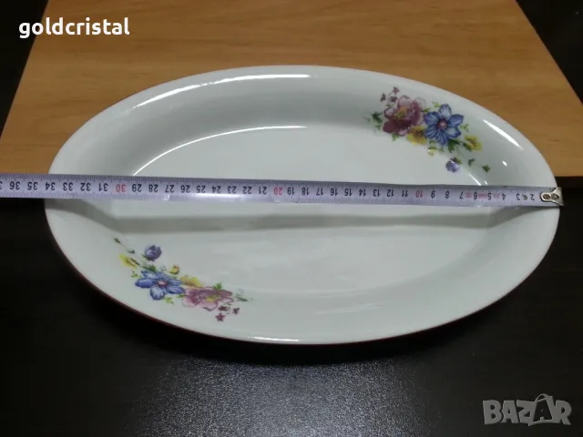 Стар български порцелан плато елипса , снимка 5 - Антикварни и старинни предмети - 47390247