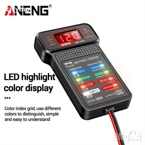 Тестер за диагностика на автомобилни акумулатори, 12V, ANENG BT172, снимка 9 - Аксесоари и консумативи - 52155126