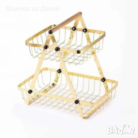 Двуетажна метална поставка за плодове Cheffinger , снимка 3 - Аксесоари за кухня - 53193914