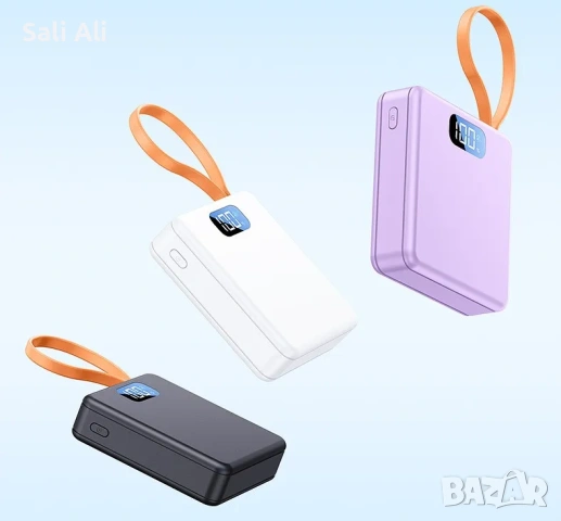 DPLUS 10000mAh Външна Батерия Power Bank Вграден Кабел Type C Дисплей, снимка 3 - Външни батерии - 53658019