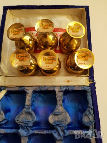 Стар комплект от шест месингови бокала, снимка 3 - Антикварни и старинни предмети - 34634426