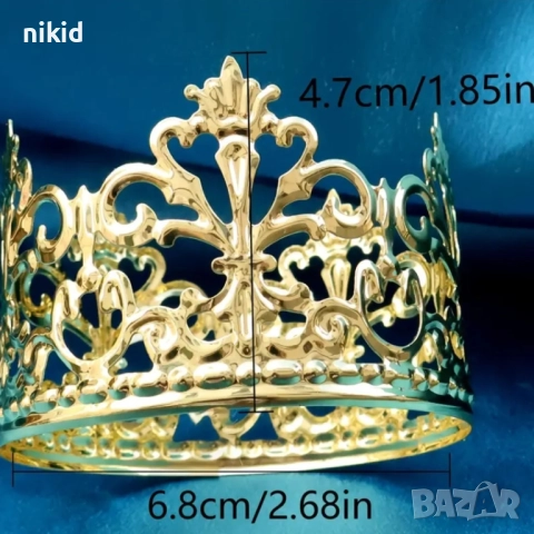 малка голяма Корона Тиара метална за украса декор на торта парти сребрист златист меден цвят, снимка 2 - Други - 27713898