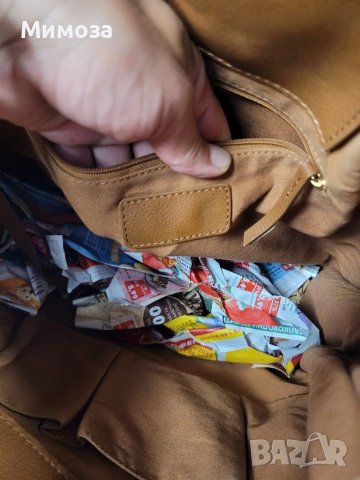 Естествена кожа голяма кафява чанта,тип торба, снимка 14 - Чанти - 41310791