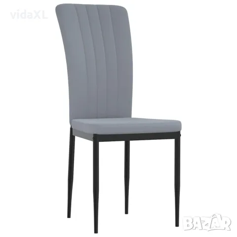 vidaXL Трапезни столове, 4 бр, светлосиви, кадифе, снимка 3 - Столове - 56146840
